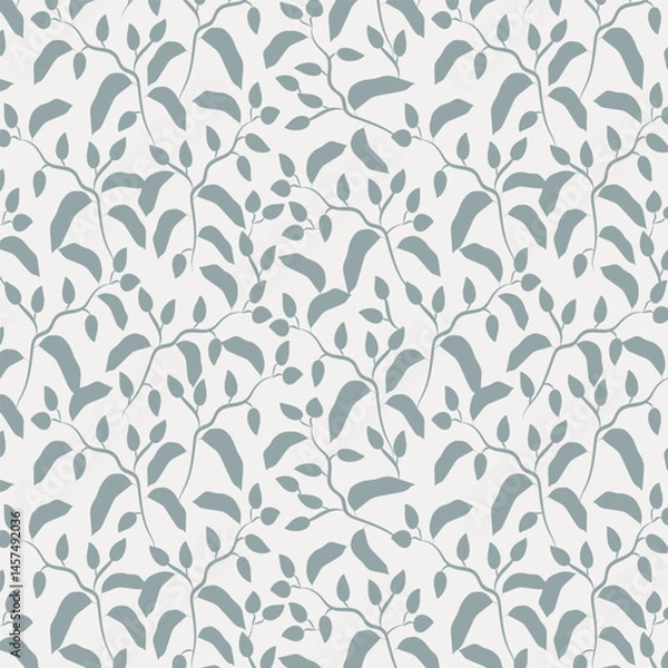 Fototapeta Botanical branch silhouette seamless vector pattern