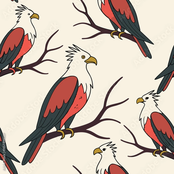 Obraz Seamless Floral Bird Pattern Nature Inspired Design Background 