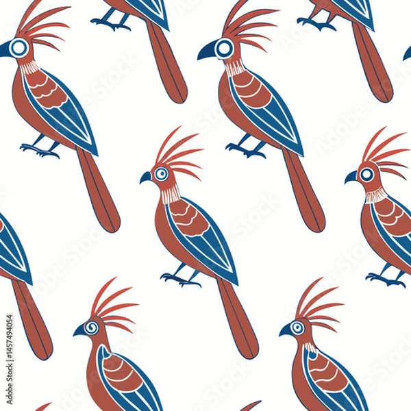 Obraz Seamless Floral Bird Pattern Nature Inspired Design Background 