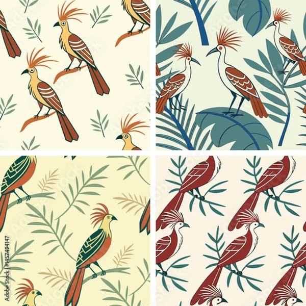 Obraz Seamless Floral Bird Pattern Nature Inspired Design Background 