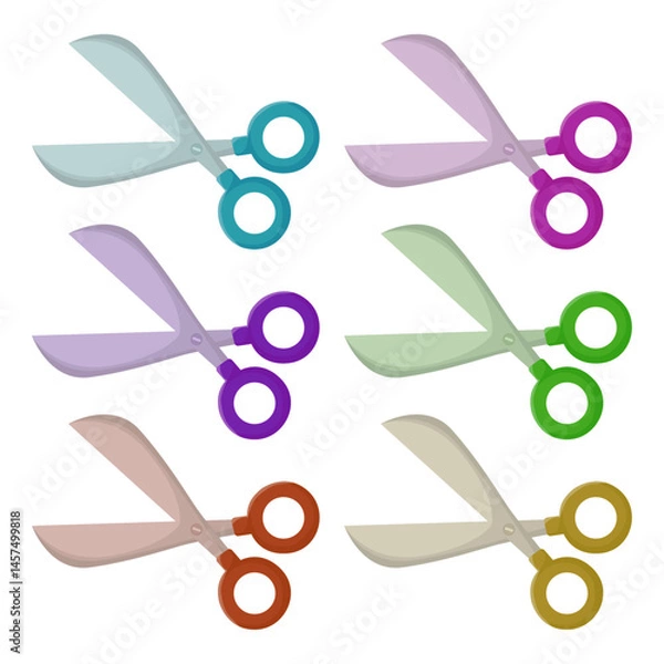 Fototapeta Set of scissors icons vector illustration concept equipment stationary