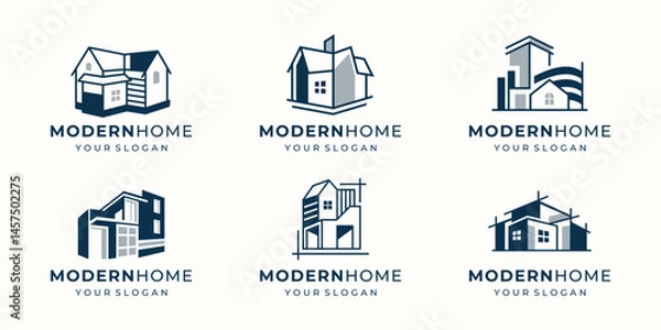 Fototapeta set of modern home logo building architect with geometry line concept.