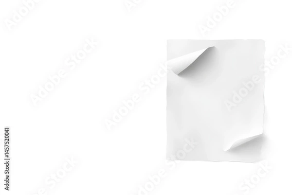 Obraz A minimalistic monochrome image featuring a sheet of paper with a folded corner and a small rectangle