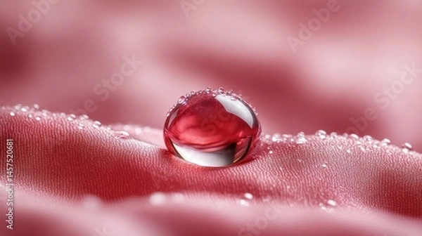 Obraz Water droplet on pink fabric