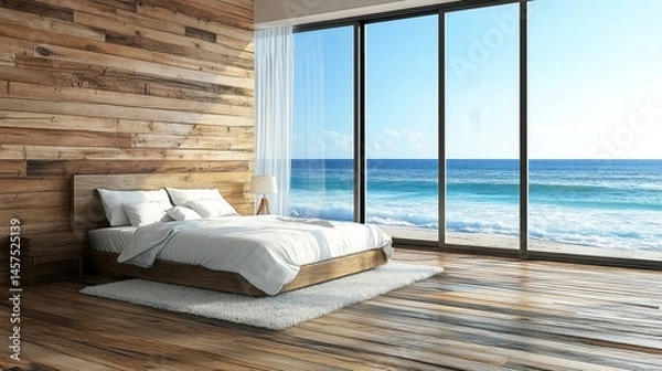 Fototapeta Bedroom design where bed is arranged to promote sleep hygiene by avoiding direct window exposure