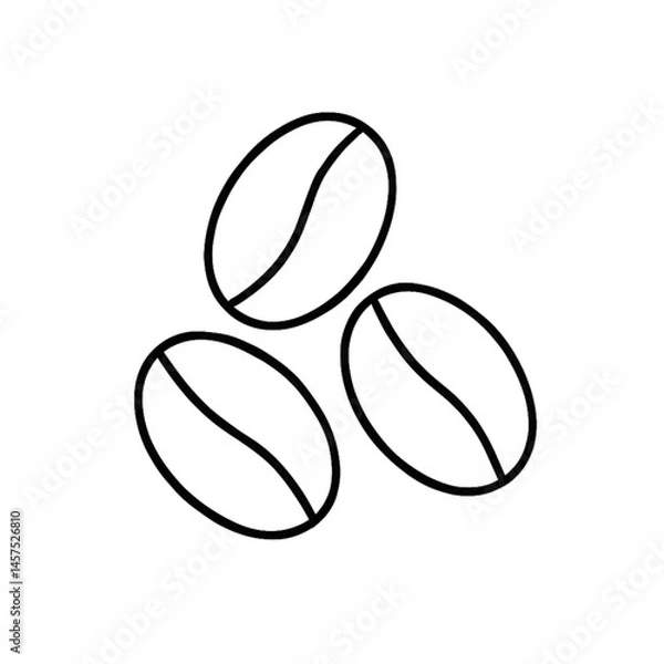 Fototapeta Coffee beans illustration minimalistic black and white  