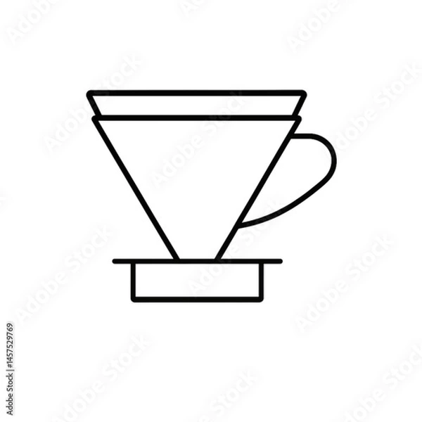 Fototapeta Coffee Dripper Icon in Minimalist Style, Black and White Design  