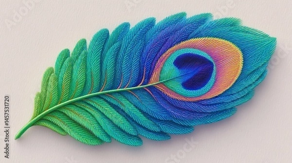 Obraz Scientific surrealism dream visuals, A beautifully vibrant peacock feather in stunning colors. Scientific surrealism blending biology and cosmos, neuroscience surreal visuals