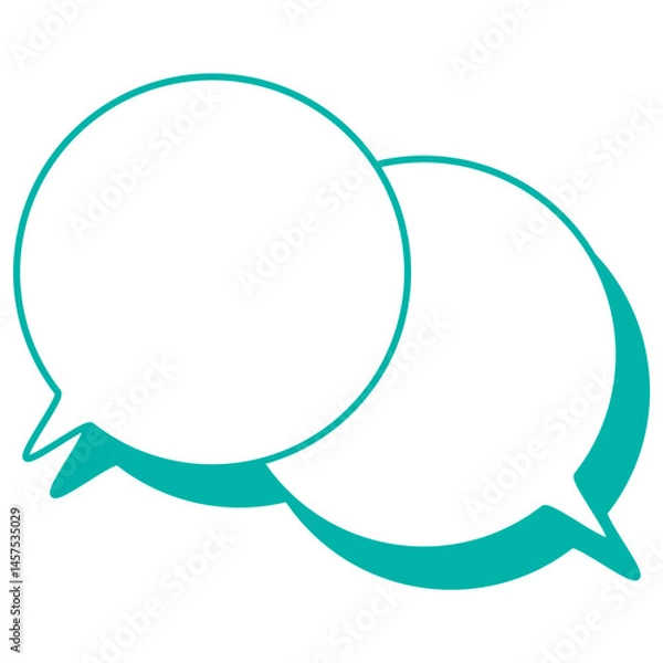 Fototapeta シンプルなカラー線の吹き出し　重なる会話