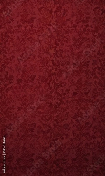 Fototapeta Deep crimson gothic damask, repeating floral design , background, intricate, crimson