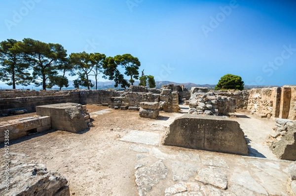 Fototapeta Phaistos site, Crete island, Greece. Ancient ruins of Greek Minoan Palace of Festos in the island of Crete