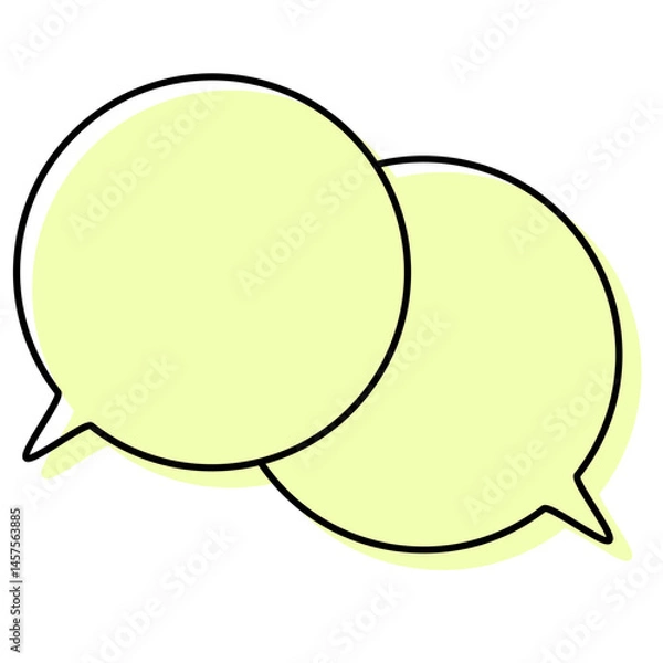 Fototapeta シンプルな線がずれた吹き出し　重なる会話