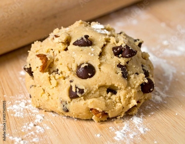 Fototapeta homemade chocolate chip cookie dough
