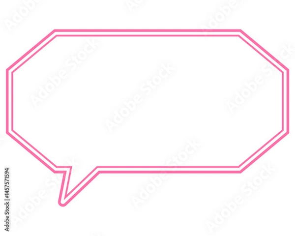 Obraz シンプルなカラー線の吹き出し　細長い八角形