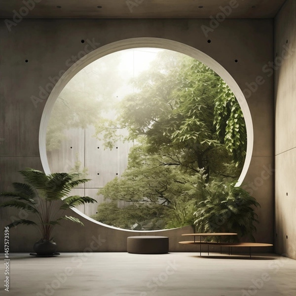 Fototapeta The circular stone gate of the park