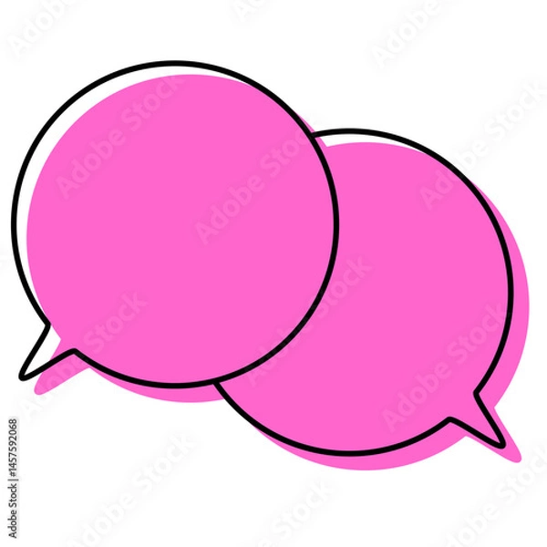 Fototapeta シンプルな線がずれた吹き出し　重なる会話