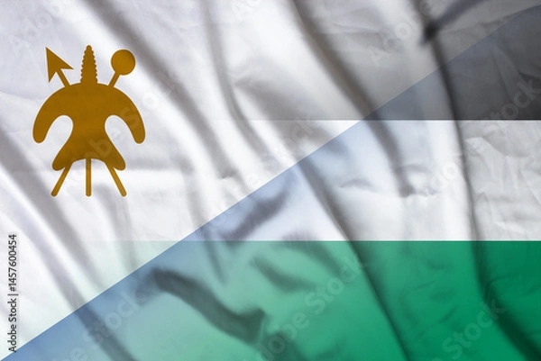 Fototapeta Lesotho and Palestinian National Authority official flag transborder relations PSE LSO