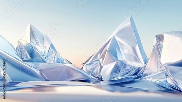 Obraz Crystalline Glacial Peaks: Abstract 3D Render