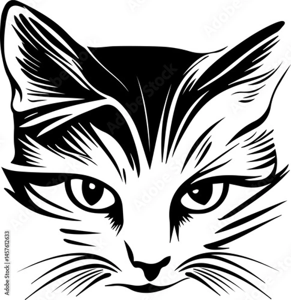 Fototapeta Cat face in bold lines and contrast  