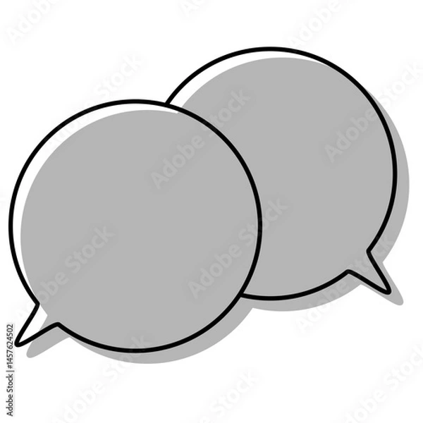 Fototapeta シンプルな線がずれた吹き出し　重なる会話