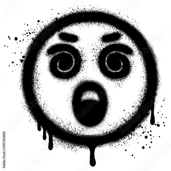 Fototapeta startled emoji. Shocked emoticon with graffiti style.