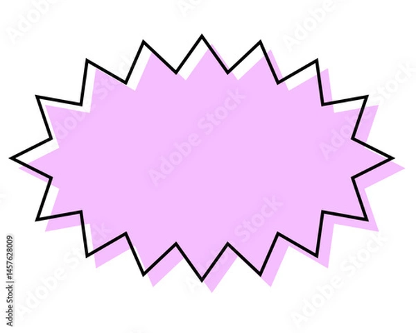 Fototapeta シンプルな線がずれた吹き出し　細長いギザギザした形