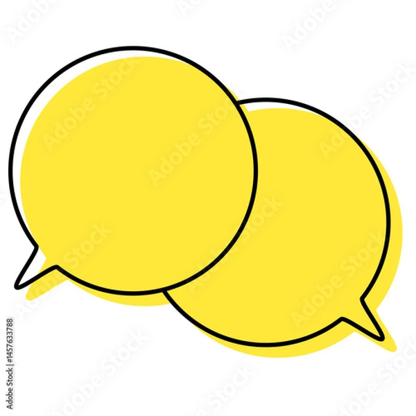 Fototapeta シンプルな線がずれた吹き出し　重なる会話(複数の値)