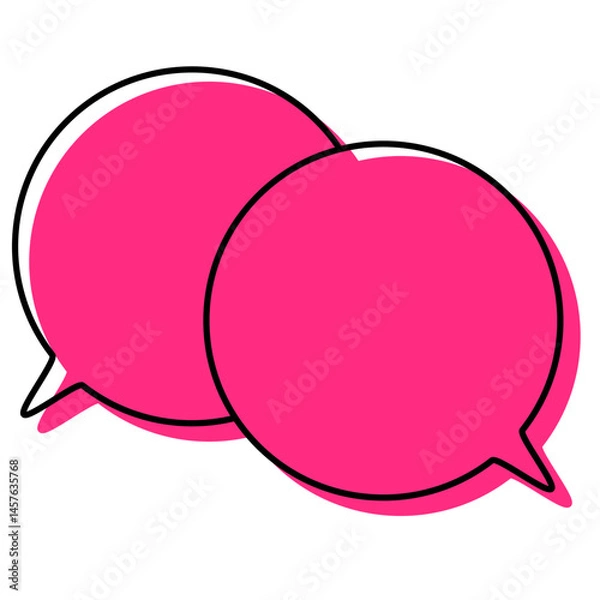 Fototapeta シンプルな線がずれた吹き出し　重なる会話(複数の値)