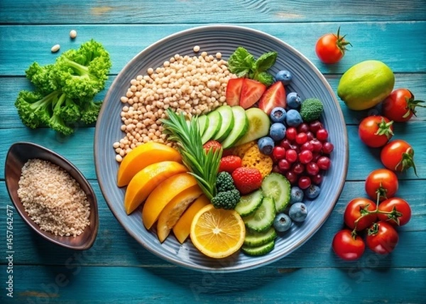 Obraz Balanced Diet Plate: Nutritional Harmony for Healthy Weight Management
