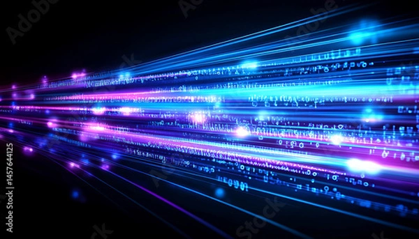 Fototapeta Abstract Digital Data Stream High Speed Technology Background