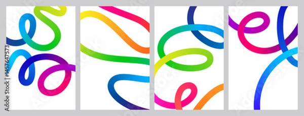 Fototapeta Abstract 3D Color Lines Pattern. Vector Background with Rainbow Gradient Ribbon Waves