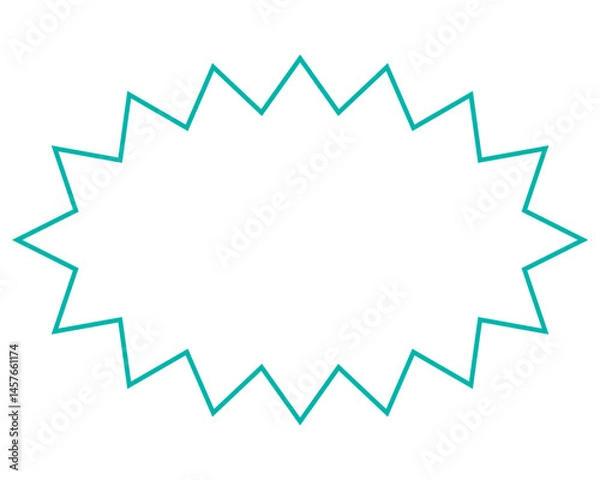 Fototapeta シンプルなカラー線の吹き出し　細長いギザギザした形