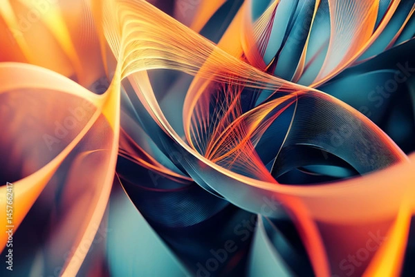 Fototapeta Abstract design of swirling, colorful ribbons.