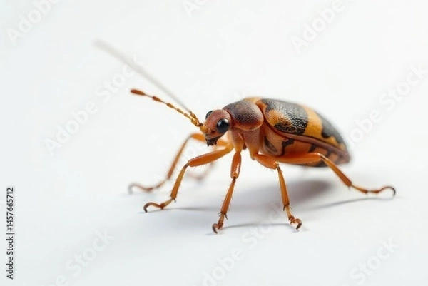 Fototapeta Close-up of a single bug on pure white background, pest, leg