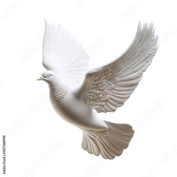 Fototapeta A Dove Shaped Ceramic Ornament Symbolizing Peace Isolated on Transparent Background