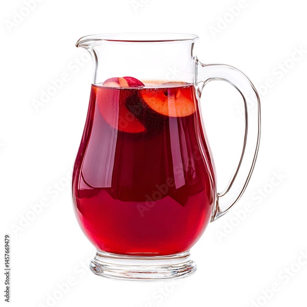 Fototapeta Cherry Apple Cider in Glass Pitcher Isolated on Transparent Background
