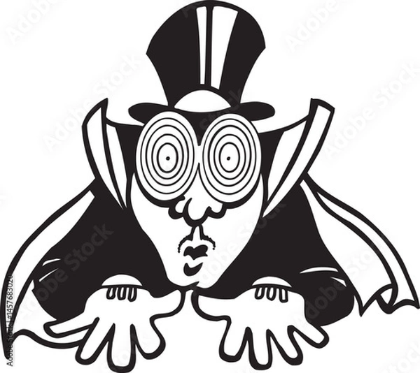 Obraz illustration sketch caricature silhouette of a fortune teller witch hypnotizing through eye contact