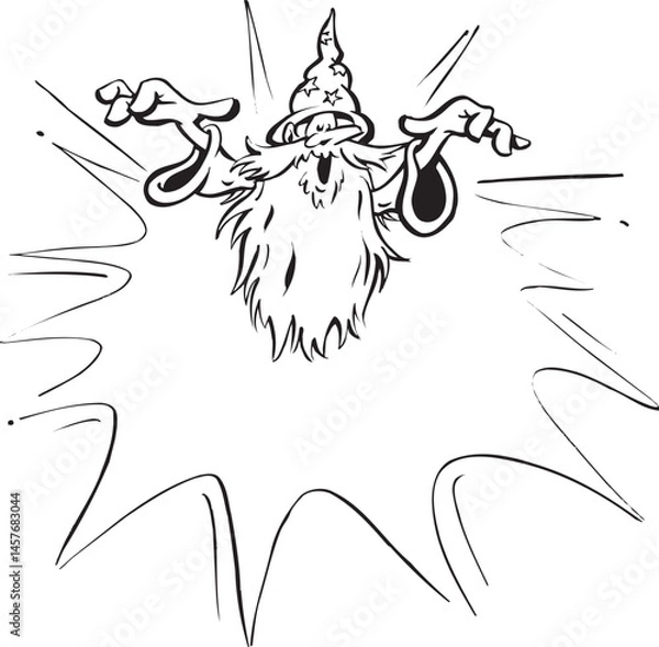 Obraz illustration sketch caricature silhouette of a fortune teller witch predicting the future