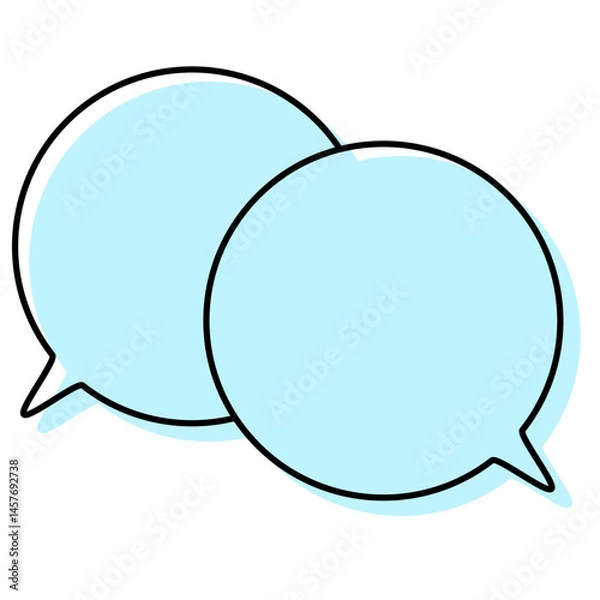 Fototapeta シンプルな線がずれた吹き出し　重なる会話