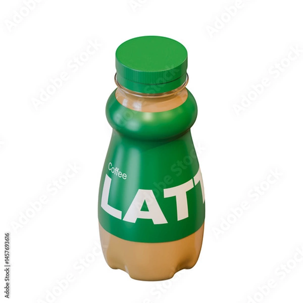 Fototapeta Latte Coffee In A Bottle Top View 3D Design Element