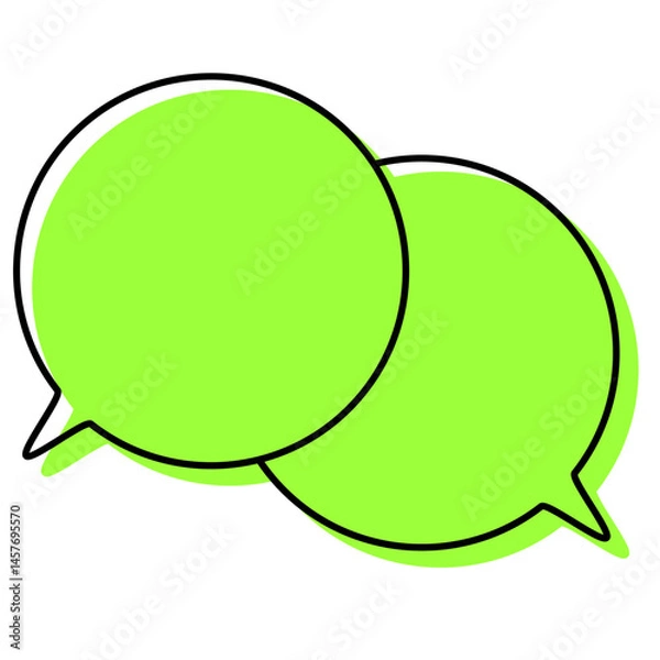 Fototapeta シンプルな線がずれた吹き出し　重なる会話