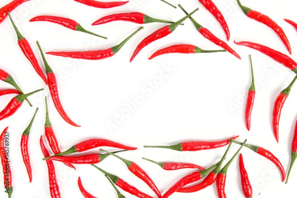 Fototapeta red chili pepper on white background with copy space