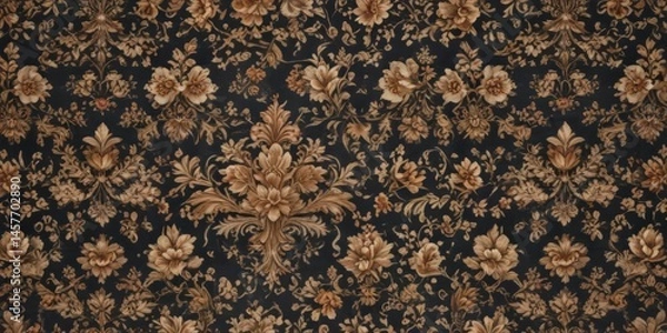 Fototapeta Elegant royal floral pattern, intricate textile design, vintage aesthetic, aesthetic, royal