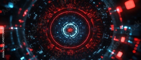 Fototapeta Abstract red and blue circular tunnel