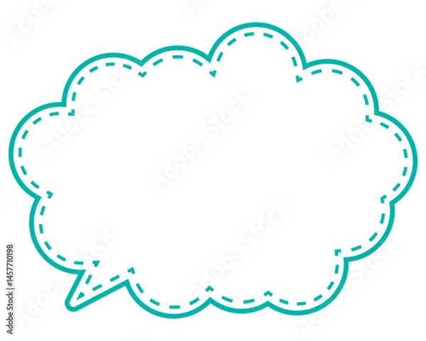 Fototapeta シンプルなカラー線の吹き出し　丸みのある雲形