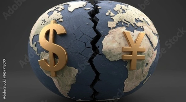 Obraz Global Economic Divide: Dollar vs. Yen