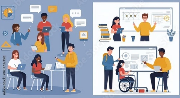 Obraz Collaborative Learning: Diverse Students Working Together on Projects