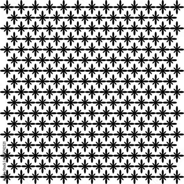 Fototapeta Vector Illustration of Scattered Leaf Seamless Pattern for Design, Website, Background, Banner. Floral and Geometric Ornament Texture Template for Wallpaper or Textile. Black and White Color