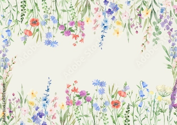 Fototapeta spring background with colorful flowers pattern