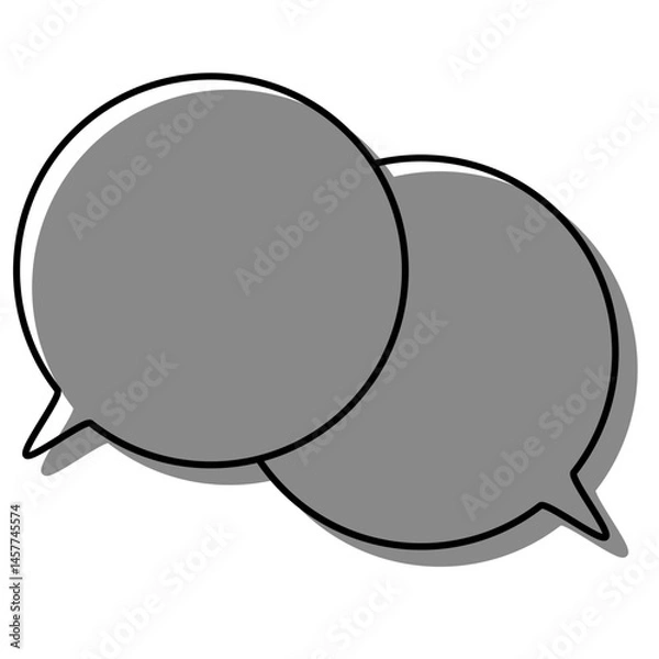 Fototapeta シンプルな線がずれた吹き出し　重なる会話(複数の値)